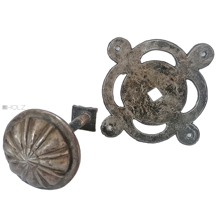 Türknauf antik Biedermeier alt Rosette geschmiedet Türgriff 58mm