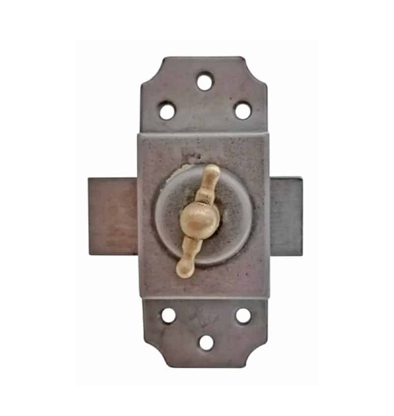 Tür Drehriegel Frankreich alt Stahl Messing Türriegel 8.7cm