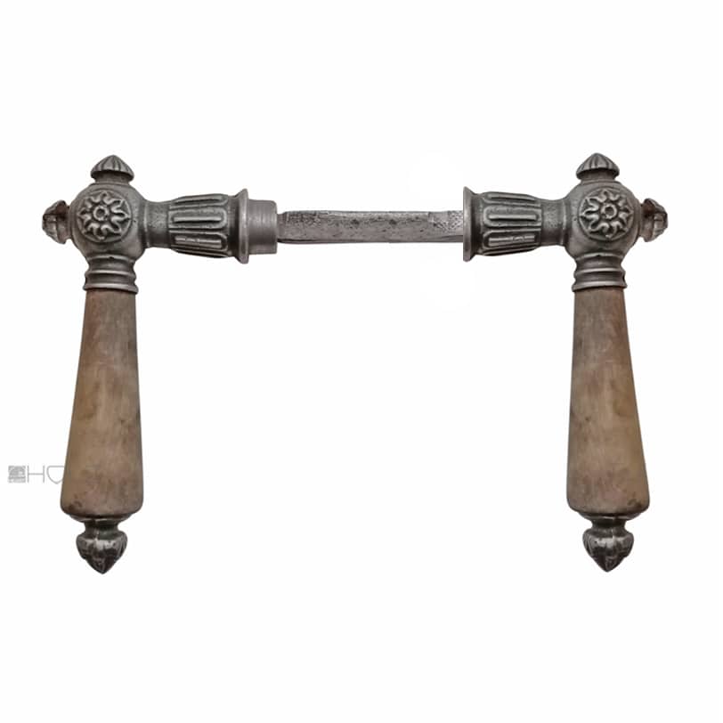 2363-O Kopie Türdrücker Kastenschloss antik Eisen Blüte Türklinken Horn alt